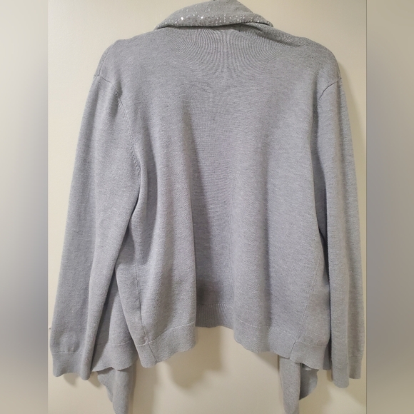 DKNY Women's Light Gray Draped Sweater - Picture 4 of 4